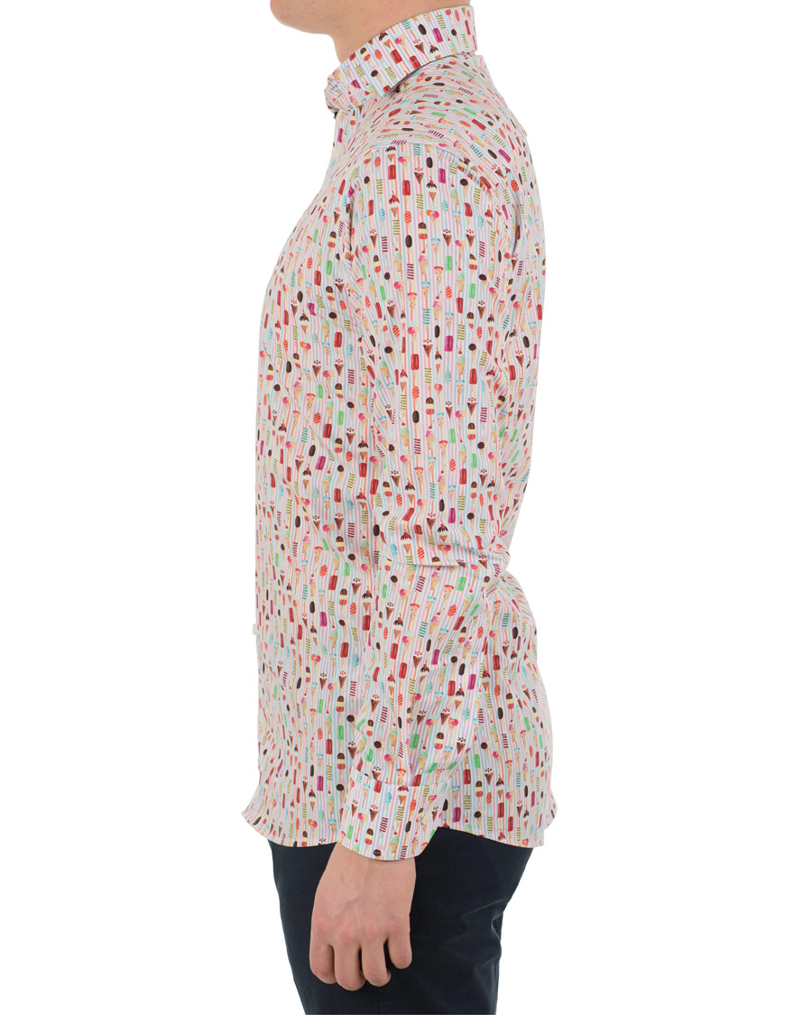 Herre | Skjorter | Eton | Slim Fit Poplin Printed Ice Cream Shirt Pink/Red