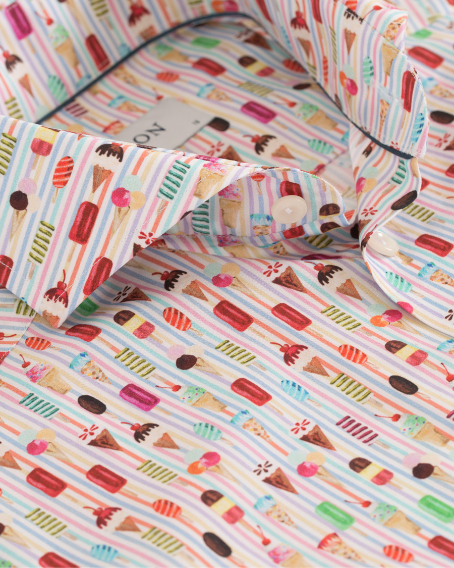 Herre | Skjorter | Eton | Slim Fit Poplin Printed Ice Cream Shirt Pink/Red