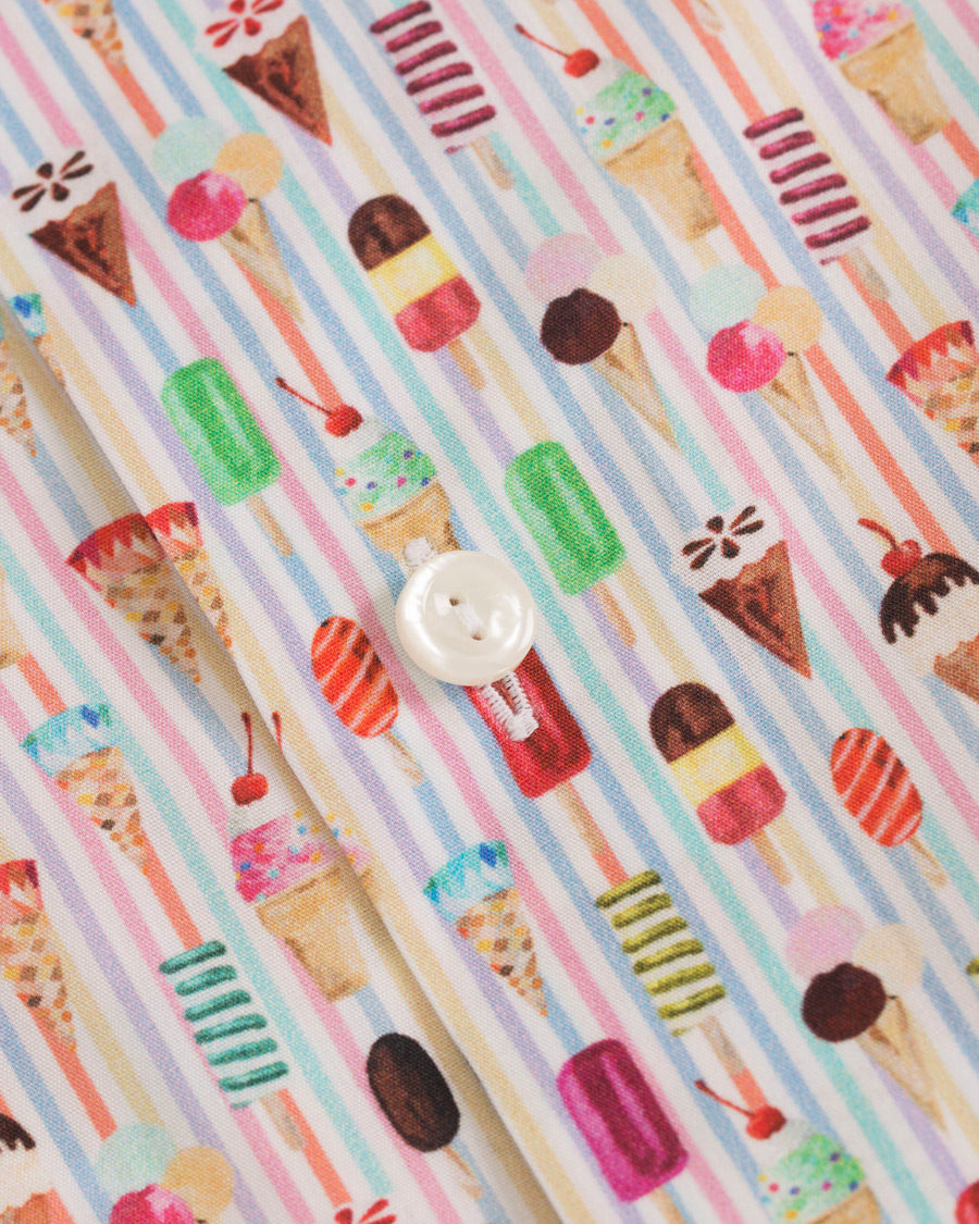 Herre | Skjorter | Eton | Slim Fit Poplin Printed Ice Cream Shirt Pink/Red