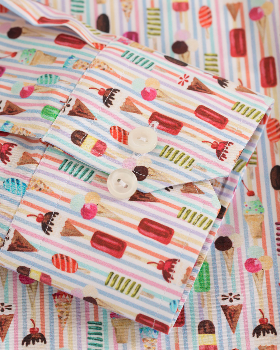 Herre | Skjorter | Eton | Slim Fit Poplin Printed Ice Cream Shirt Pink/Red