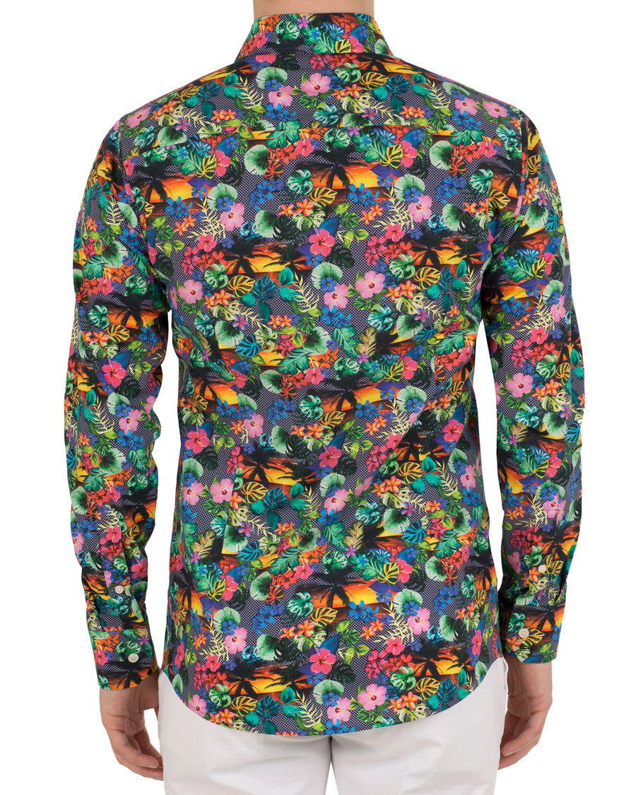Herre | Skjorter | Eton | Super Slim Fit Printed Leafs Shirt Blue