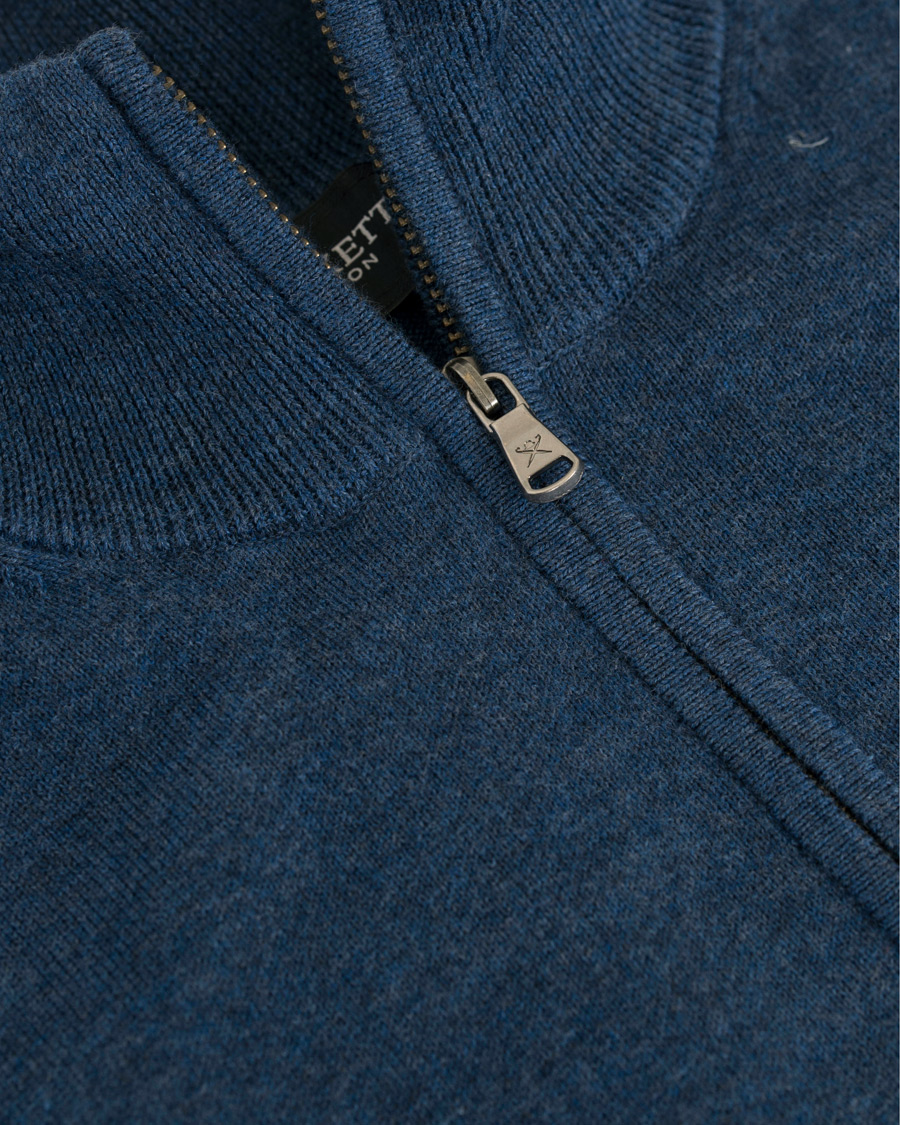 Herre | Trøjer | Hackett | Cotton/Silk Half Zip Dark Denim Blue