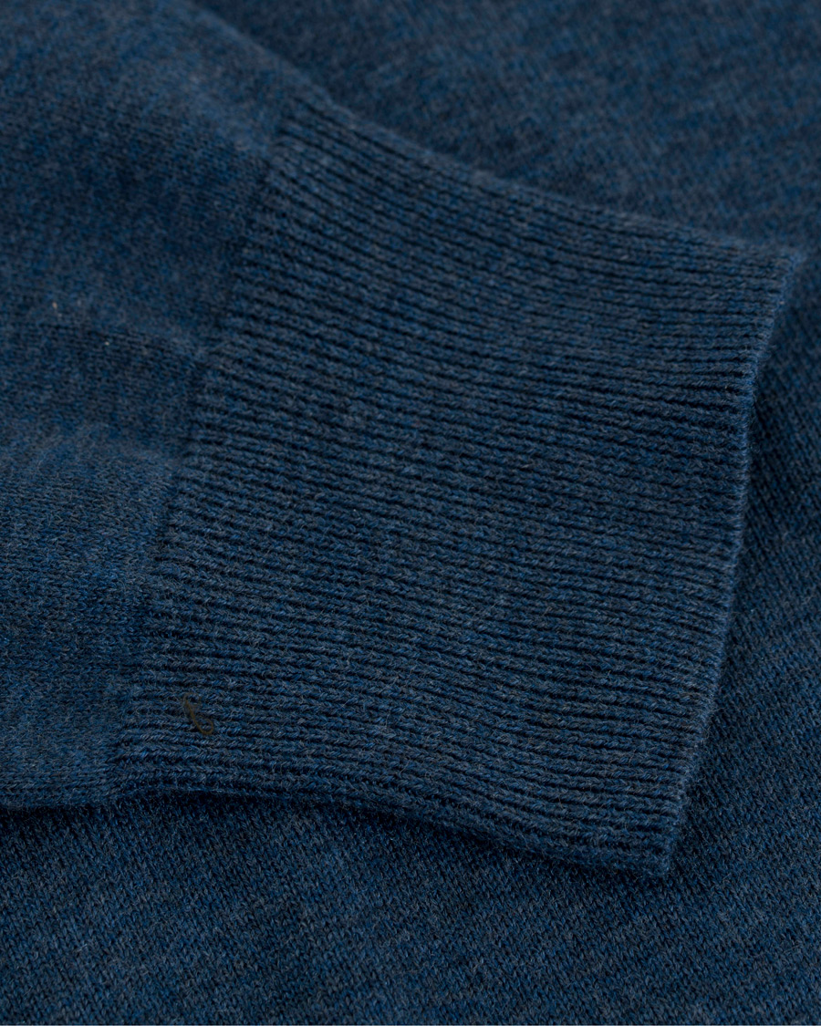 Herre | Trøjer | Hackett | Cotton/Silk Half Zip Dark Denim Blue