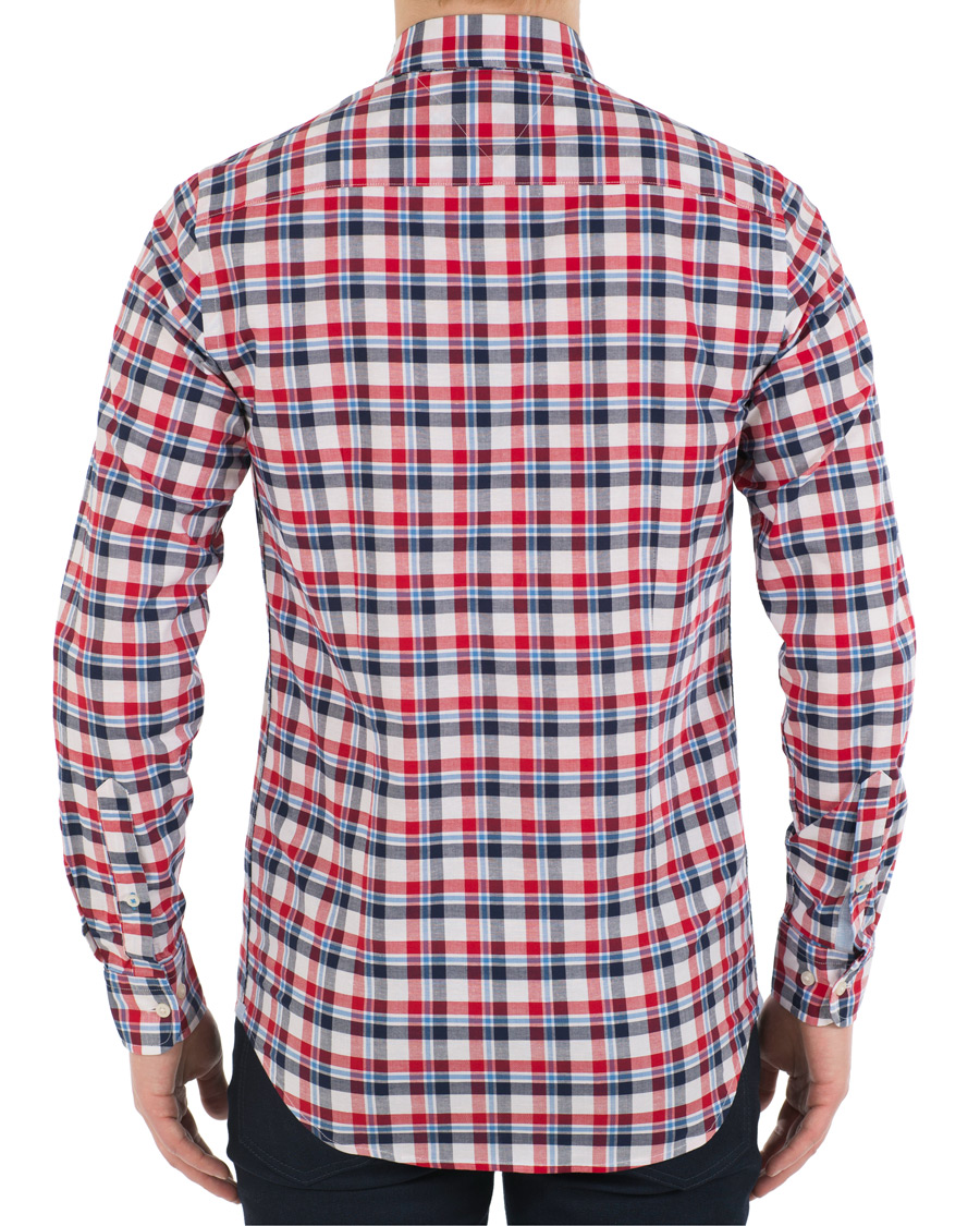 Herre | Skjorter | Tommy Hilfiger | Slim Fit Cotton/Linen Check Shirt Red/Maritime Blue