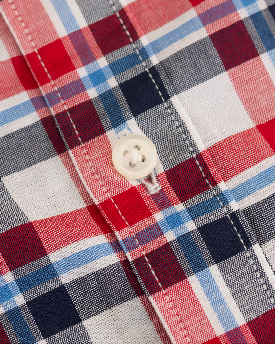 Herre | Skjorter | Tommy Hilfiger | Slim Fit Cotton/Linen Check Shirt Red/Maritime Blue