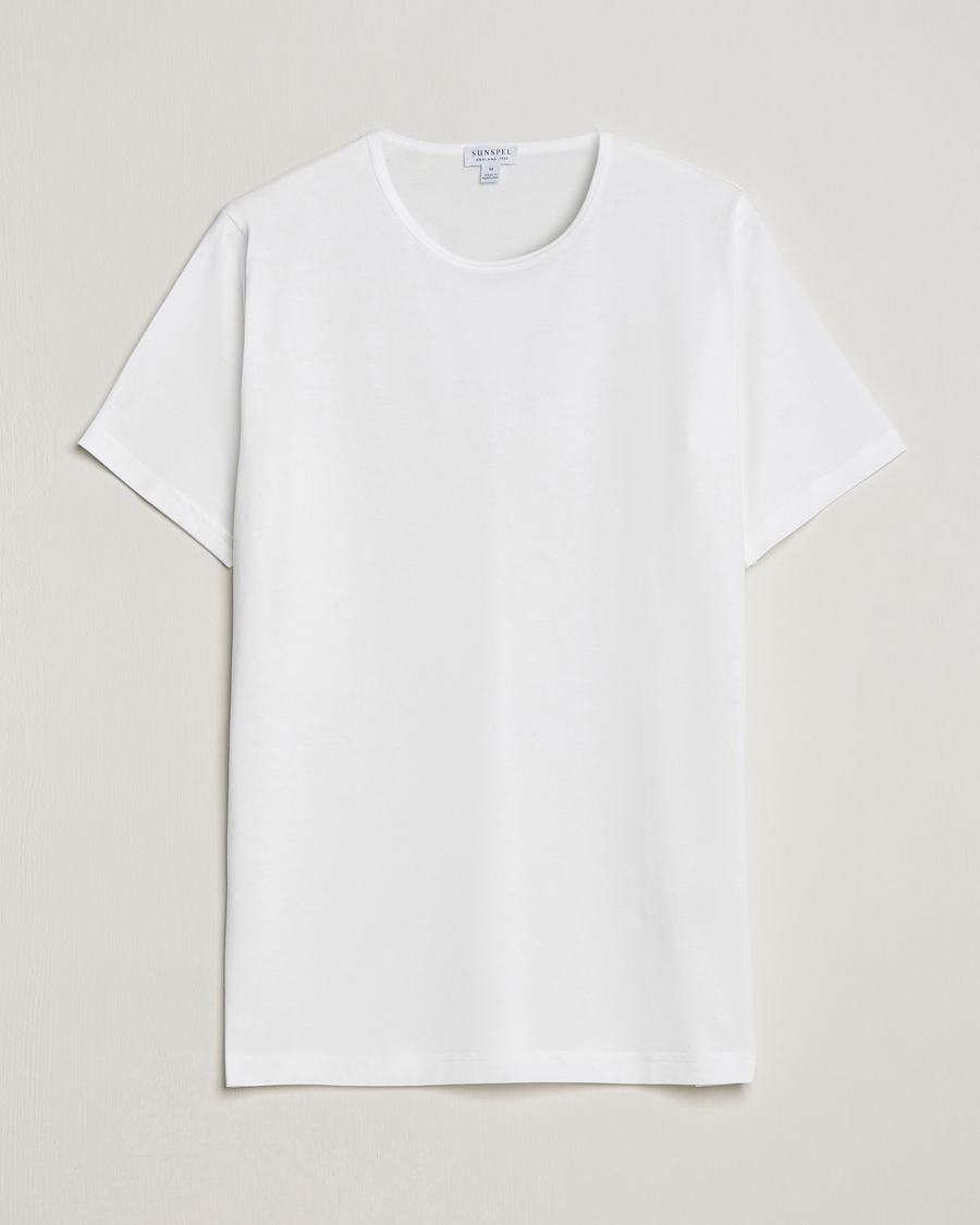 Herre | Kortærmede t-shirts | Sunspel | Superfine Cotton Crew Neck Tee White