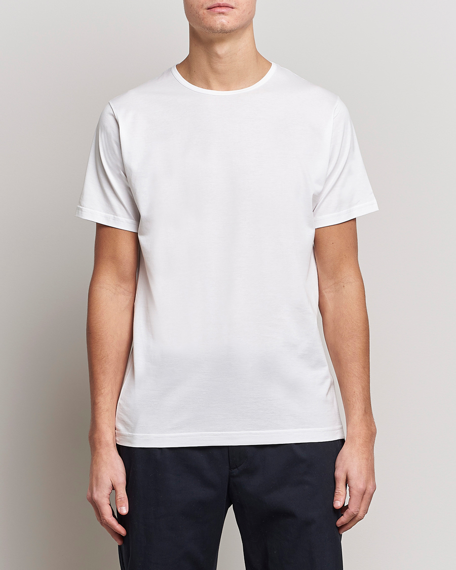 Herre | T-Shirts | Sunspel | Superfine Cotton Crew Neck White