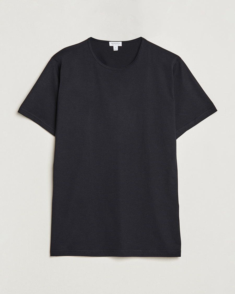 Herre | T-Shirts | Sunspel | Superfine Cotton Crew Neck T-Shirt Black