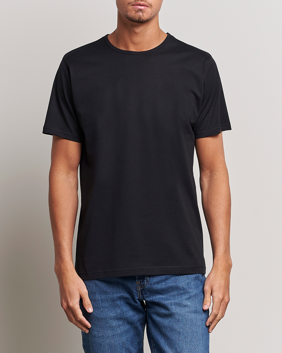 Herre | Kortærmede t-shirts | Sunspel | Superfine Cotton Crew Neck Tee Black