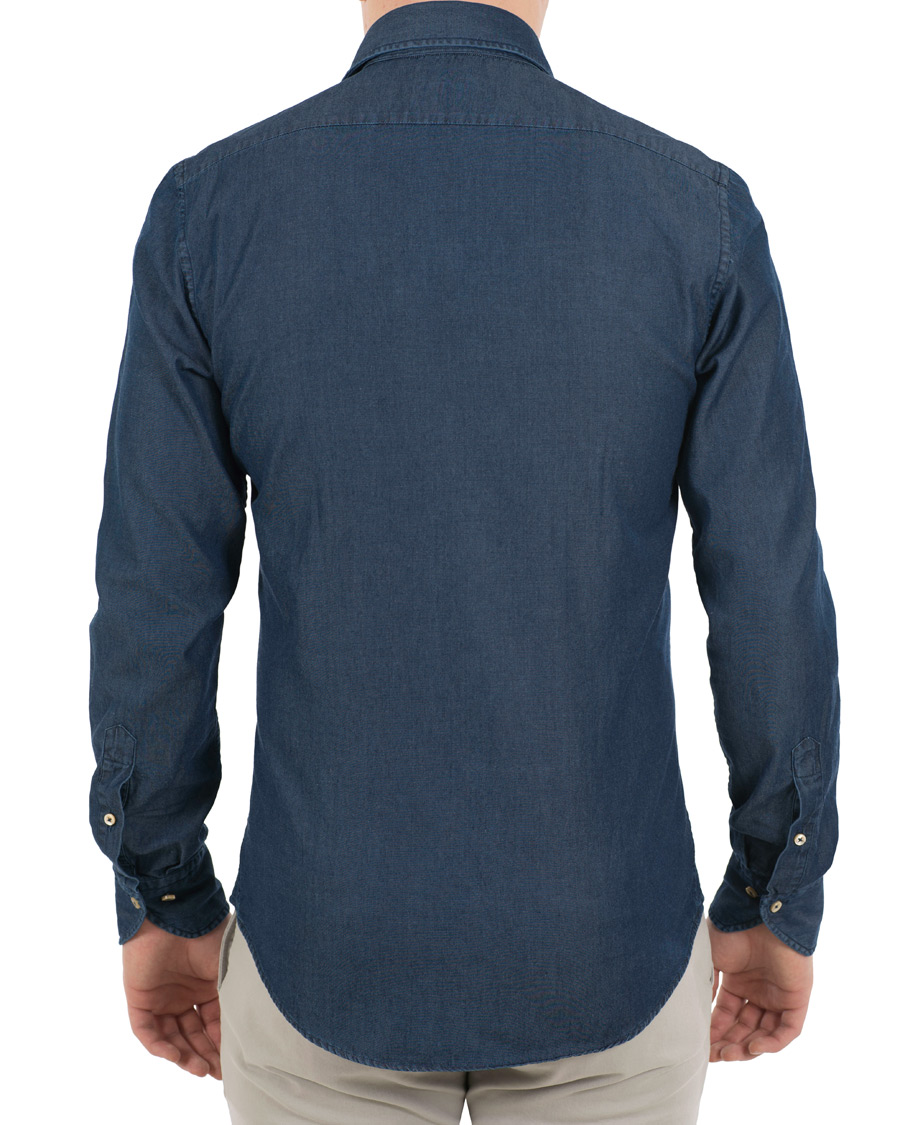 Herre | Skjorter | Stenströms | Slimline Garment Washed Shirt Dark Denim
