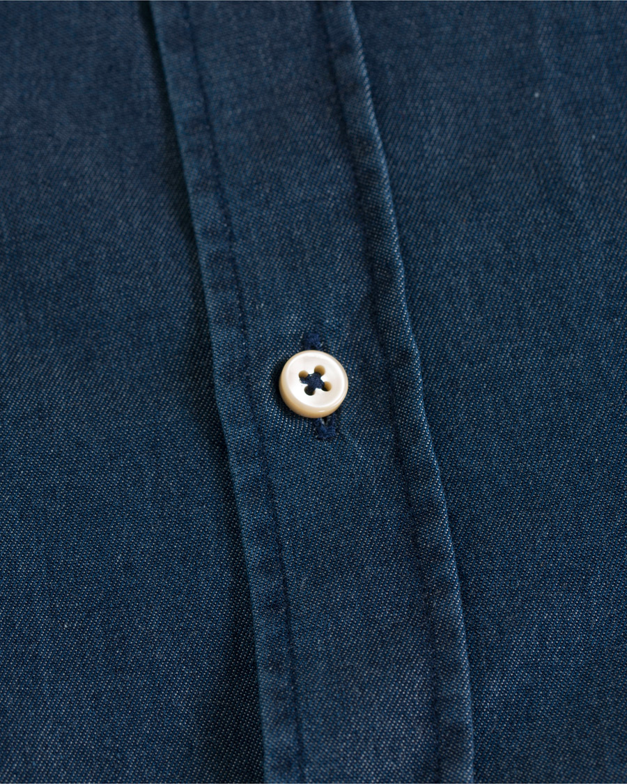 Herre | Skjorter | Stenströms | Slimline Garment Washed Shirt Dark Denim