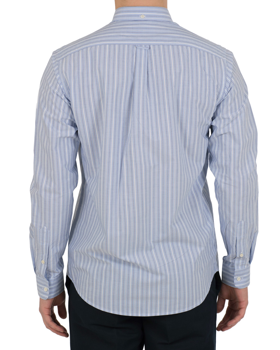 Herre | Skjorter | Schnayderman?s | Schnayderman’s Leisure Barre Faded Stripe Cotton Shirt Blue