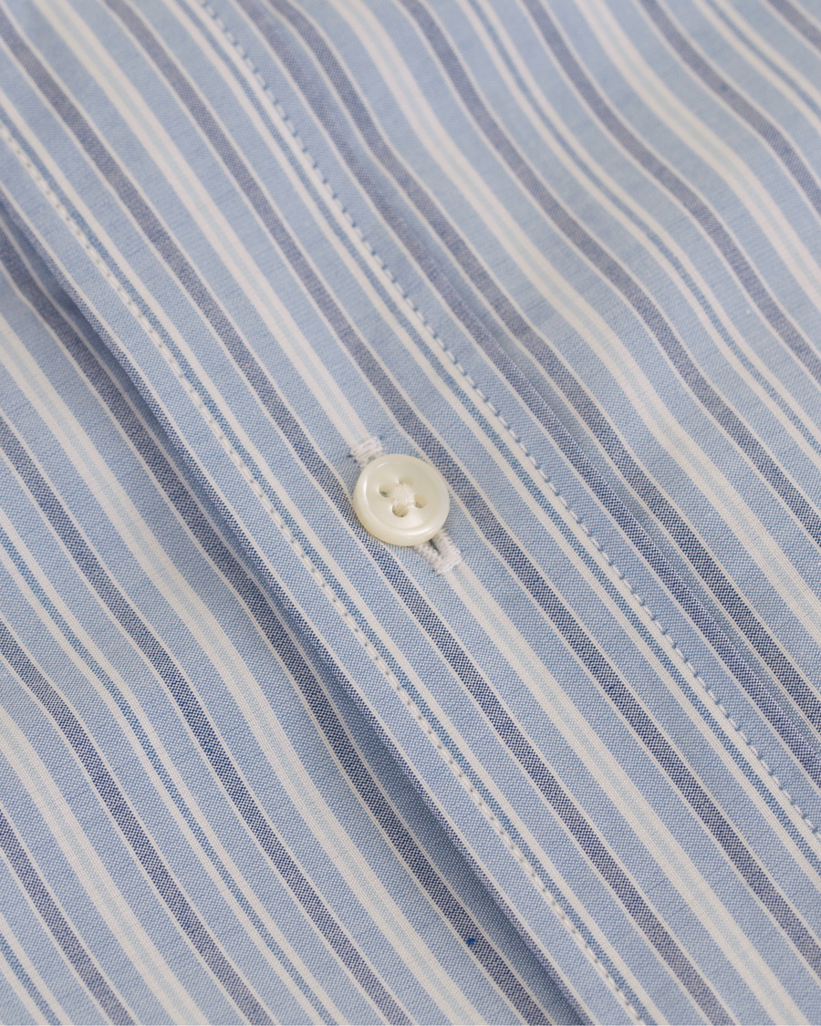 Herre | Skjorter | Schnayderman?s | Schnayderman’s Leisure Barre Faded Stripe Cotton Shirt Blue