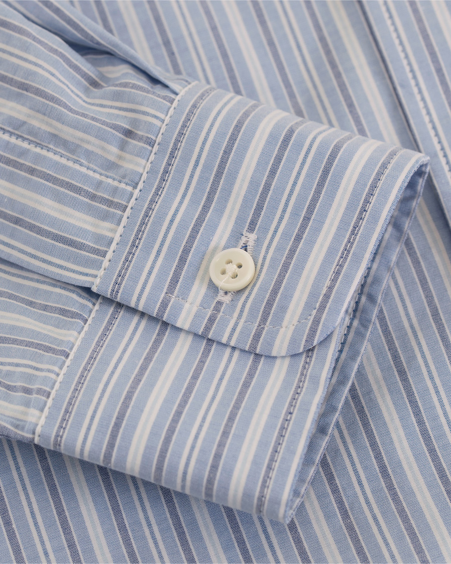 Herre | Skjorter | Schnayderman?s | Schnayderman’s Leisure Barre Faded Stripe Cotton Shirt Blue
