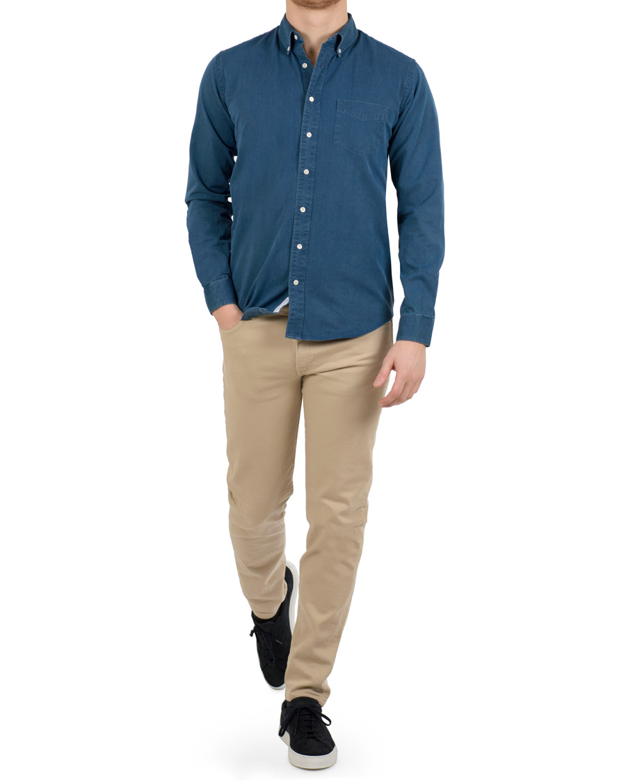 Herre | Skjorter | Schnayderman?s | Schnayderman's Leisure Indigo Jeans Shirt Mid blue
