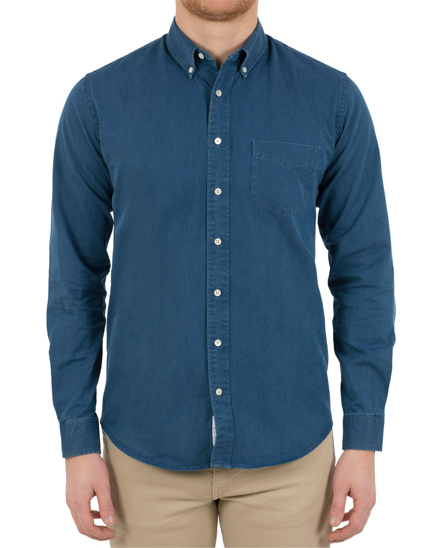 Herre | Skjorter | Schnayderman?s | Schnayderman's Leisure Indigo Jeans Shirt Mid blue