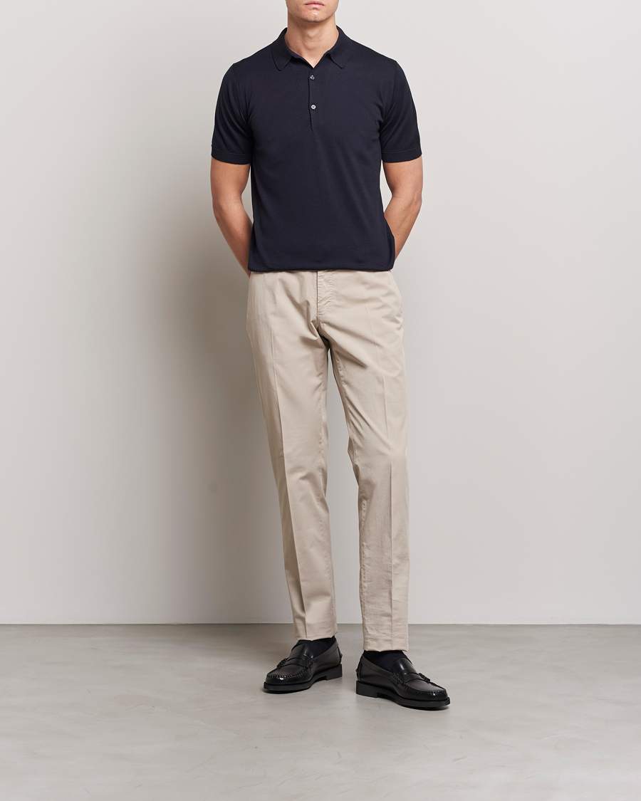 Herre | Polotrøjer | John Smedley | Adrian Slim Fit Sea Island Polo Navy