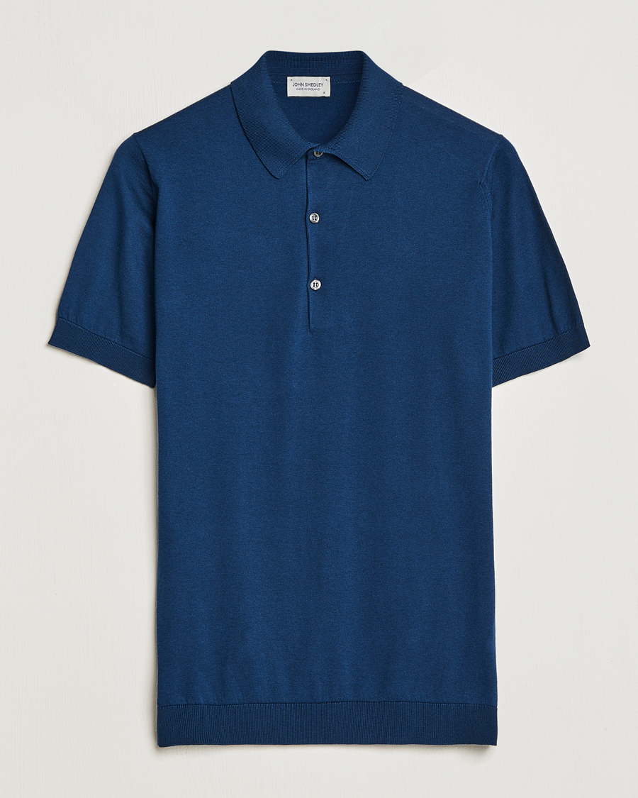 Herre | Polotrøjer | John Smedley | Adrian Slim Fit Sea Island Polo Indigo