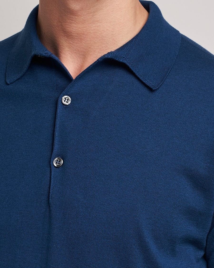 Herre | Polotrøjer | John Smedley | Adrian Slim Fit Sea Island Polo Indigo