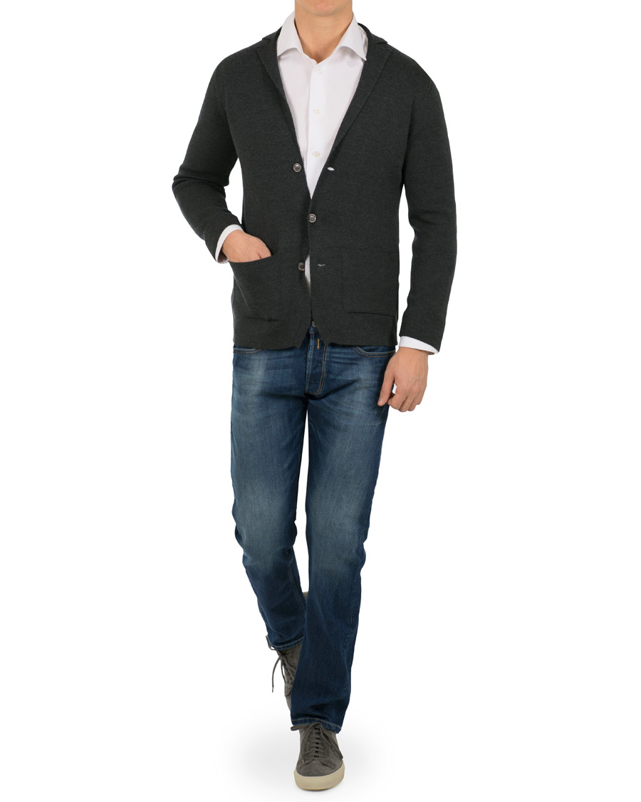 John Smedley Oxland Extra Fine Merino Blazer Charcoal CareOfCarl