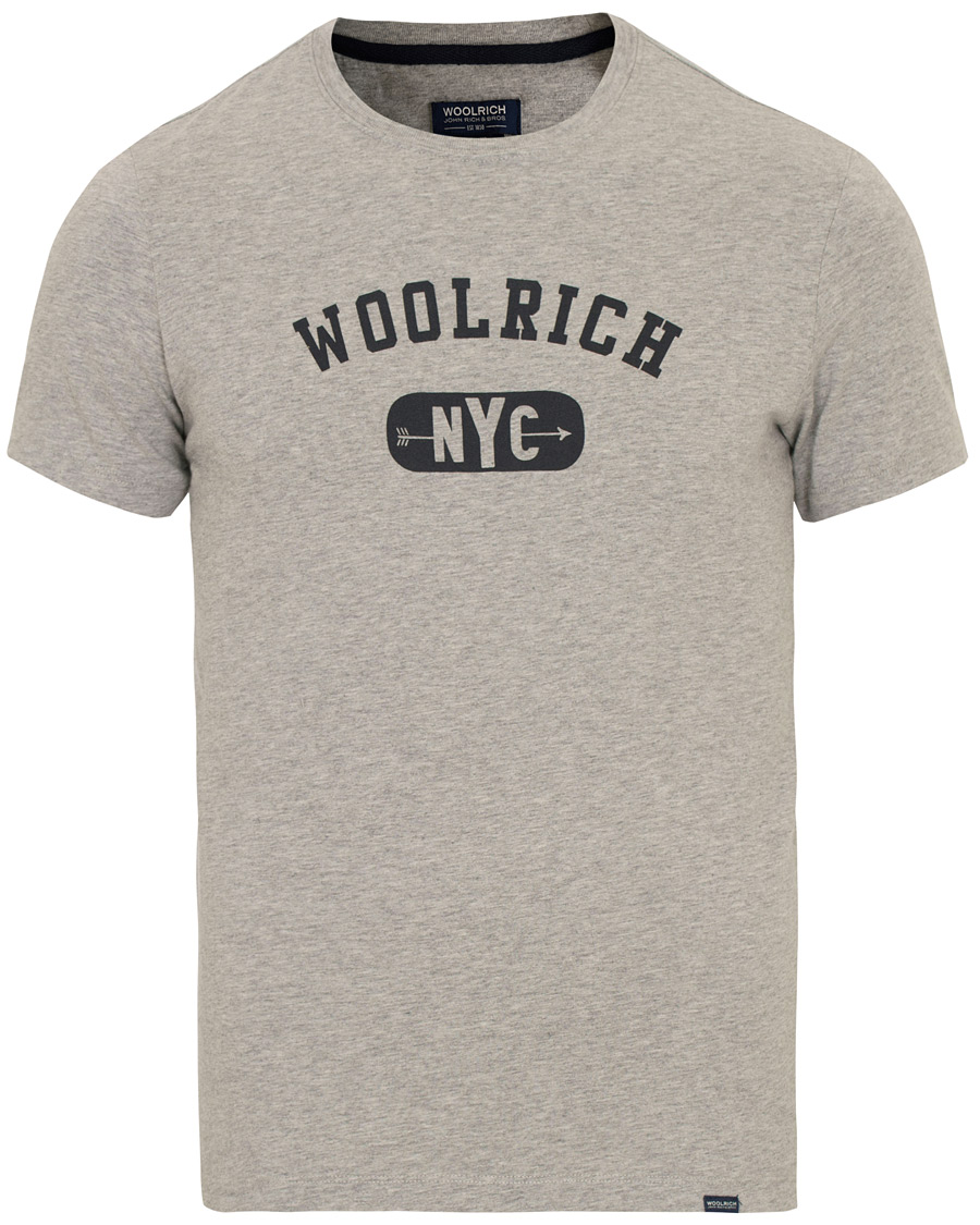 Herre | T-Shirts | Woolrich | Logo Crew Neck Tee Light Grey Melange