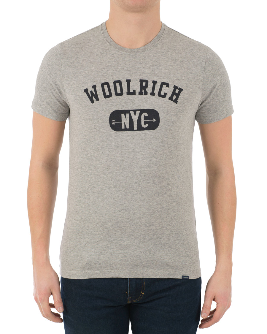 Herre | T-Shirts | Woolrich | Logo Crew Neck Tee Light Grey Melange