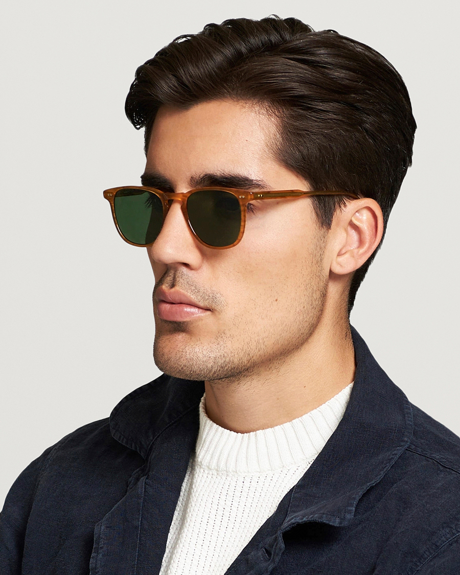 Herre | Buede solbriller | Garrett Leight | Brooks 47 Sunglasses Butterscotch/Green Polarized