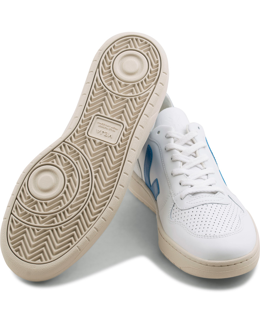 Herre | Veja V-10 Leather Sneaker Extra White/Swedish Blue | Veja | V-10 Leather Sneaker Extra White/Swedish Blue