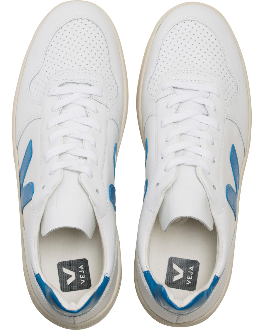 Herre | Veja V-10 Leather Sneaker Extra White/Swedish Blue | Veja | V-10 Leather Sneaker Extra White/Swedish Blue