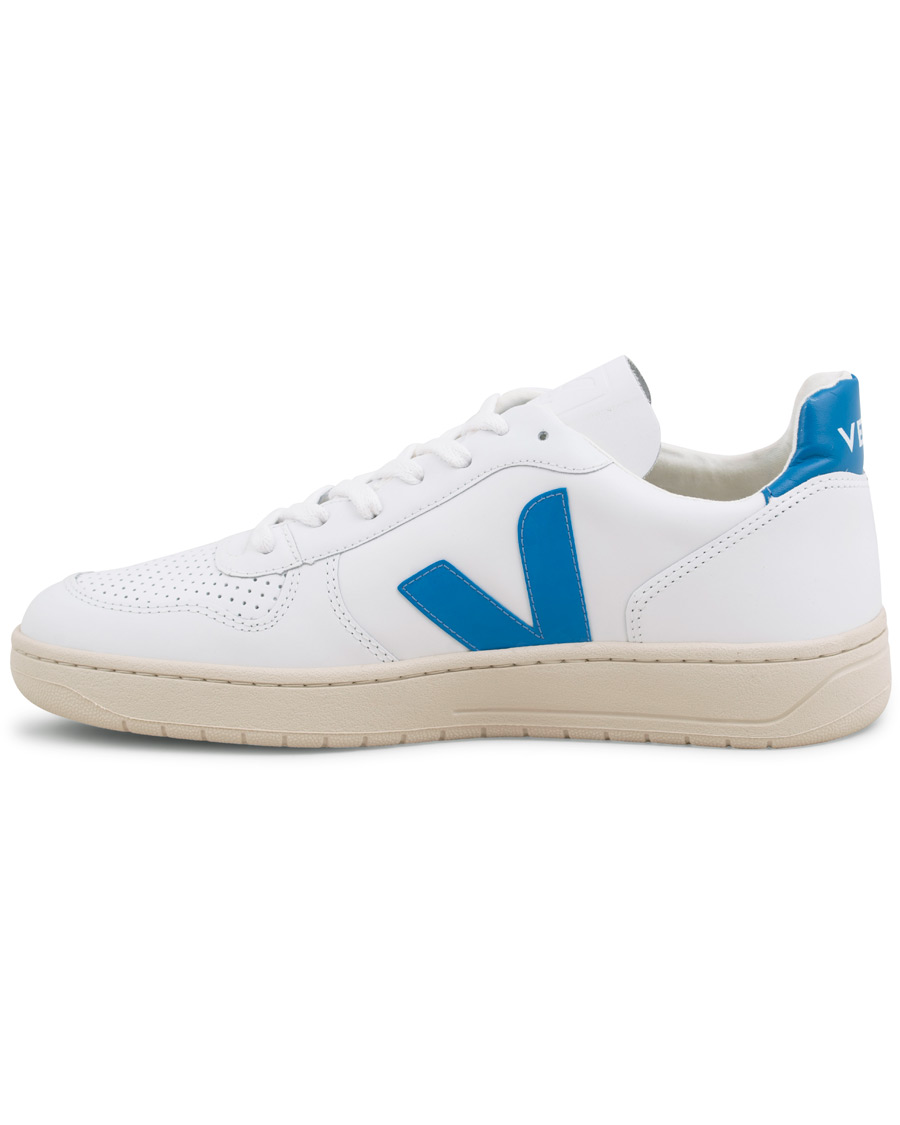 Herre | Veja V-10 Leather Sneaker Extra White/Swedish Blue | Veja | V-10 Leather Sneaker Extra White/Swedish Blue