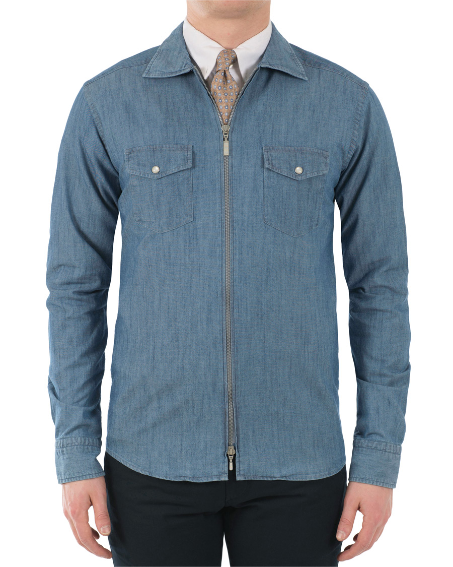 Herre | Jakker | Eton | Overshirt Light Wash Blue