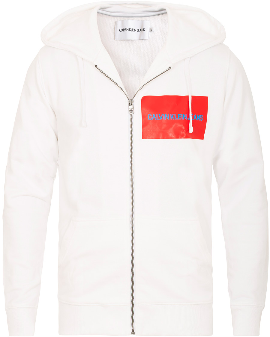 Herre | Trøjer | Calvin Klein Jeans | Institutional Logo Zip Through Hoodie Bright White