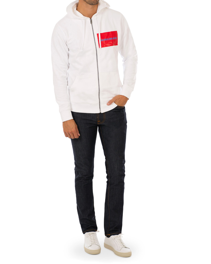 Herre | Trøjer | Calvin Klein Jeans | Institutional Logo Zip Through Hoodie Bright White