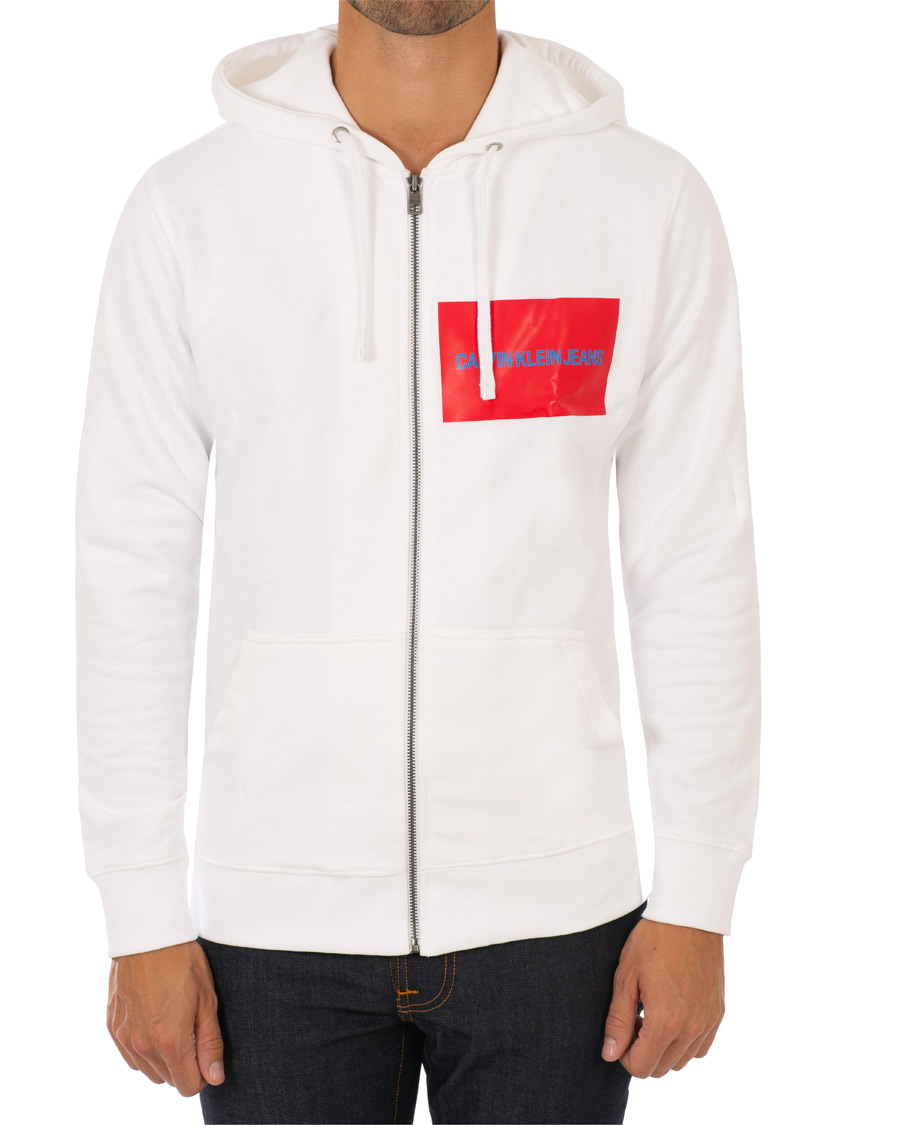 Herre | Trøjer | Calvin Klein Jeans | Institutional Logo Zip Through Hoodie Bright White