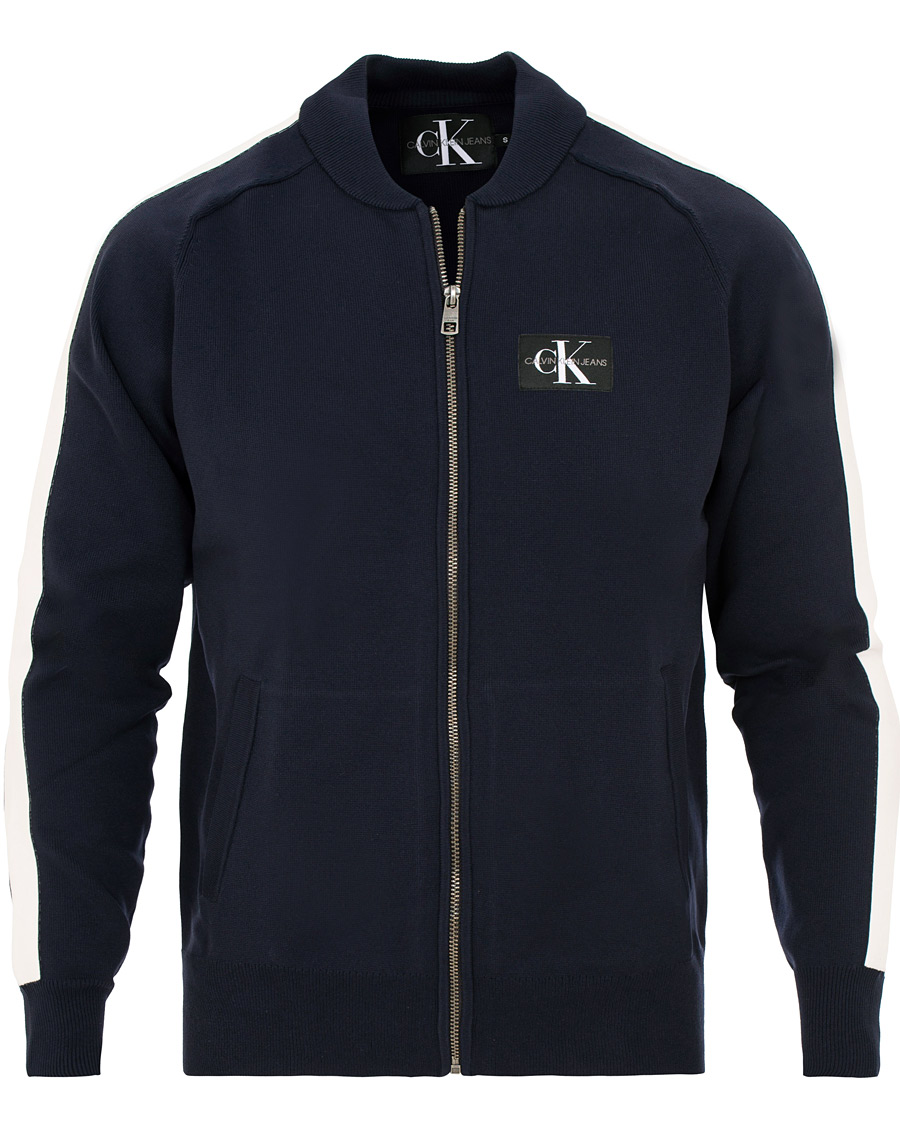 Herre | Trøjer | Calvin Klein Jeans | Contrast Sleeve Stripe Nylon Bomber Night Sky