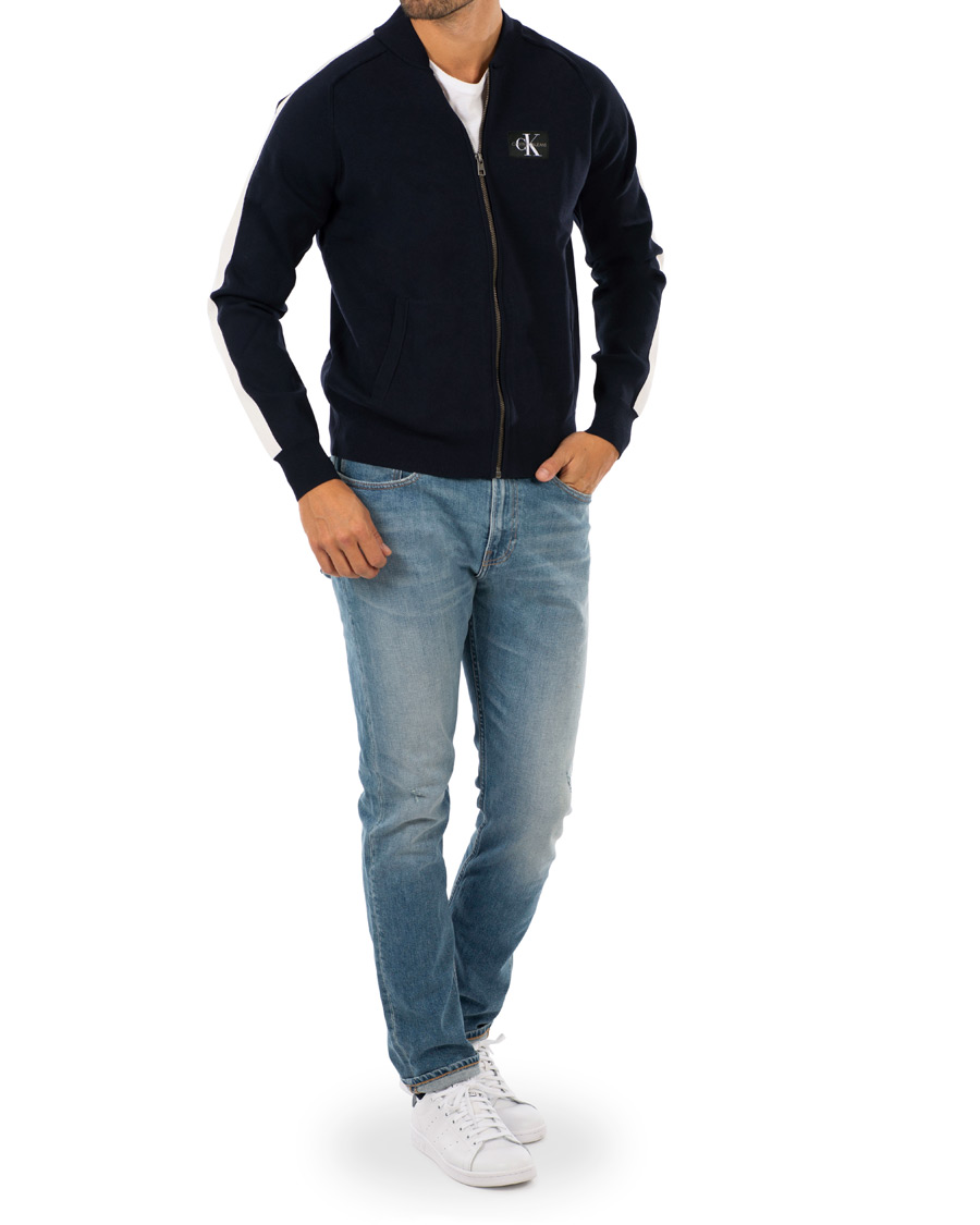 Herre | Trøjer | Calvin Klein Jeans | Contrast Sleeve Stripe Nylon Bomber Night Sky