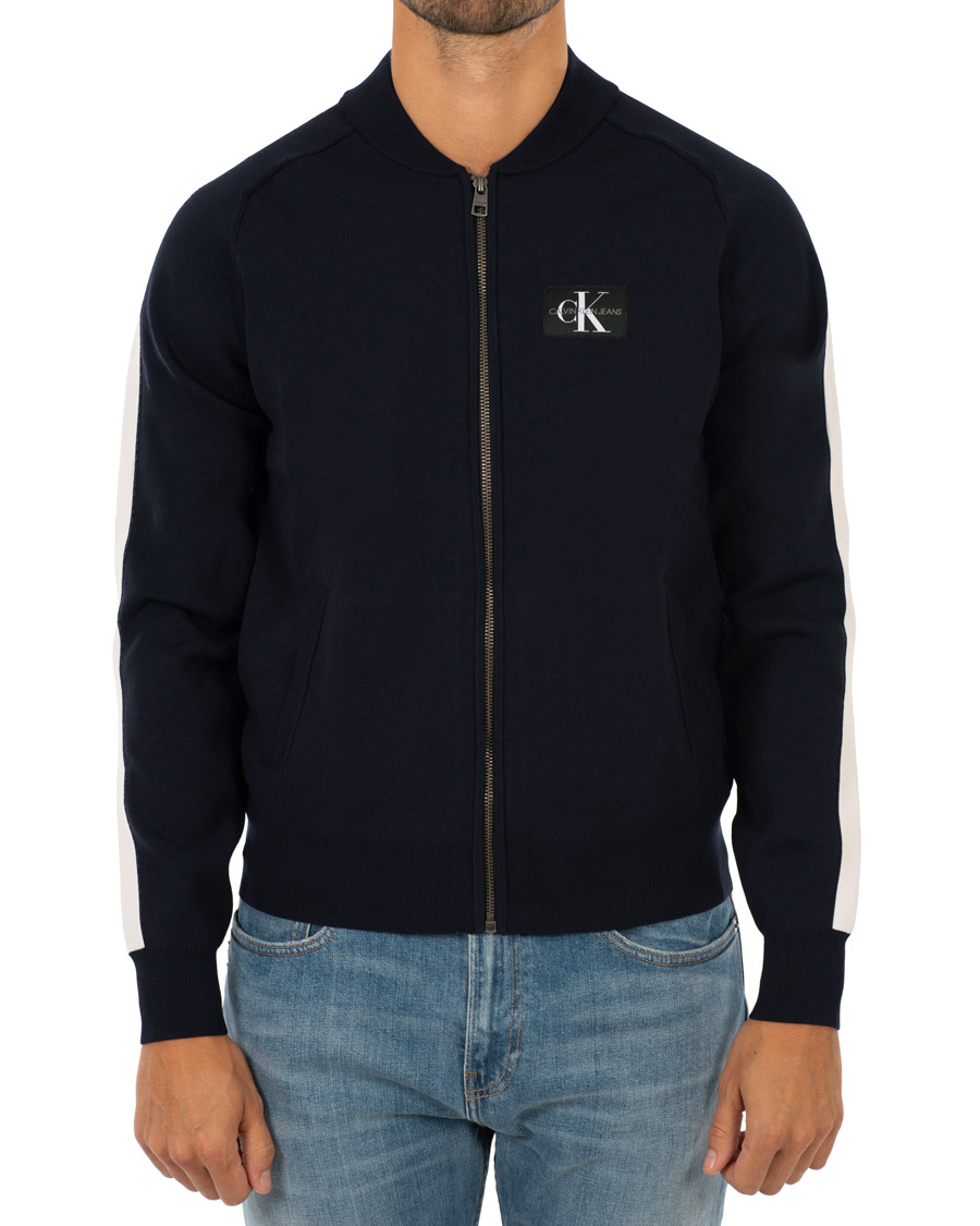 Herre | Trøjer | Calvin Klein Jeans | Contrast Sleeve Stripe Nylon Bomber Night Sky