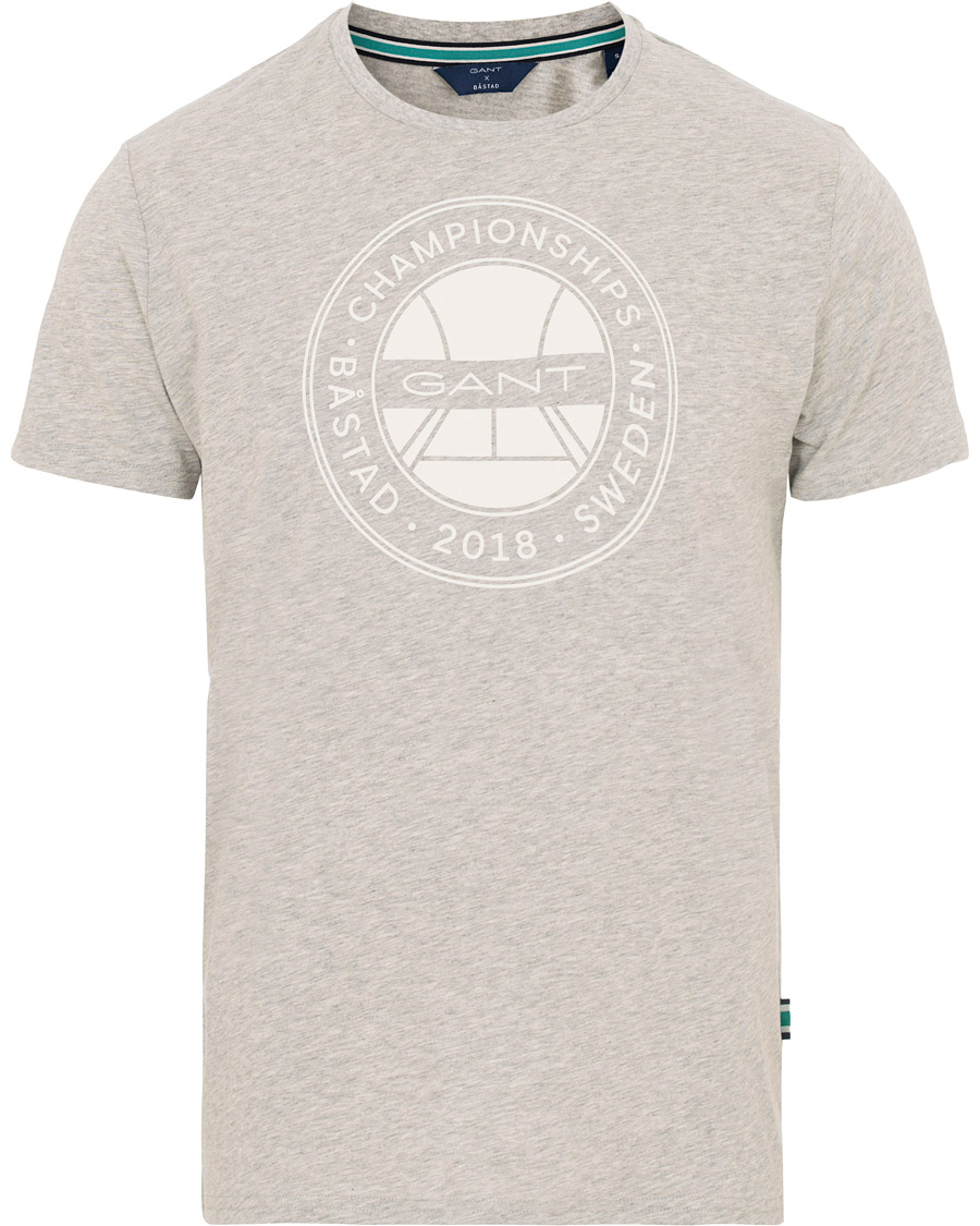 Herre | T-Shirts | GANT | Båstad Crew Neck Tee Light Grey Melange