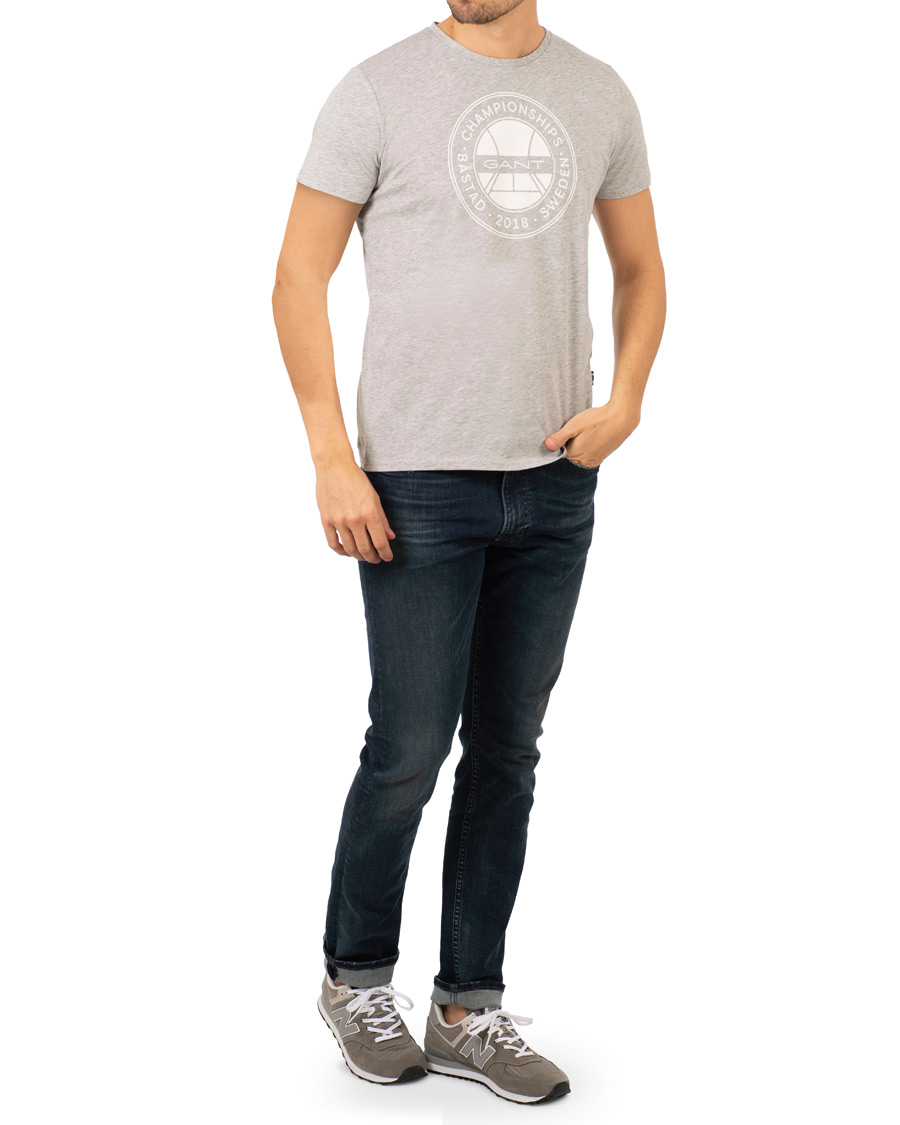 Herre | T-Shirts | GANT | Båstad Crew Neck Tee Light Grey Melange