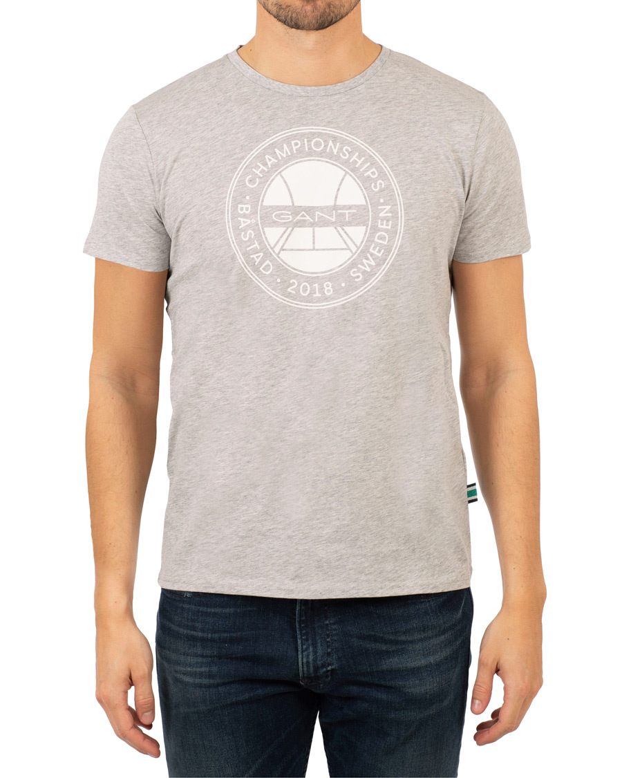 Herre | T-Shirts | GANT | Båstad Crew Neck Tee Light Grey Melange