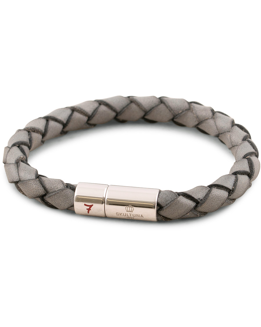 Herre | Skultuna Leather Bracelet Plaited 7 by Lino Ieluzzi Grey | Skultuna | Leather Bracelet Plaited 7 by Lino Ieluzzi Grey