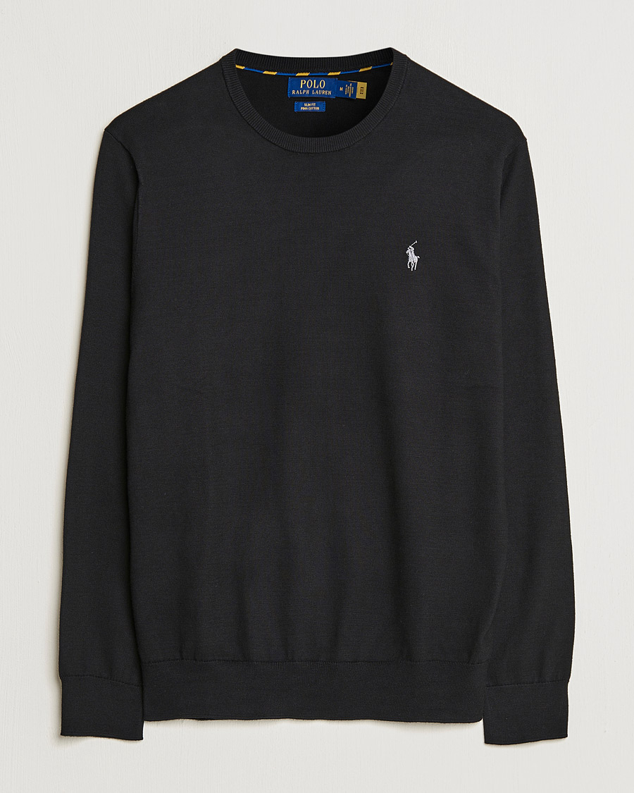 Herre | Trøjer | Polo Ralph Lauren | Pima Cotton Crew Neck Pullover Polo Black