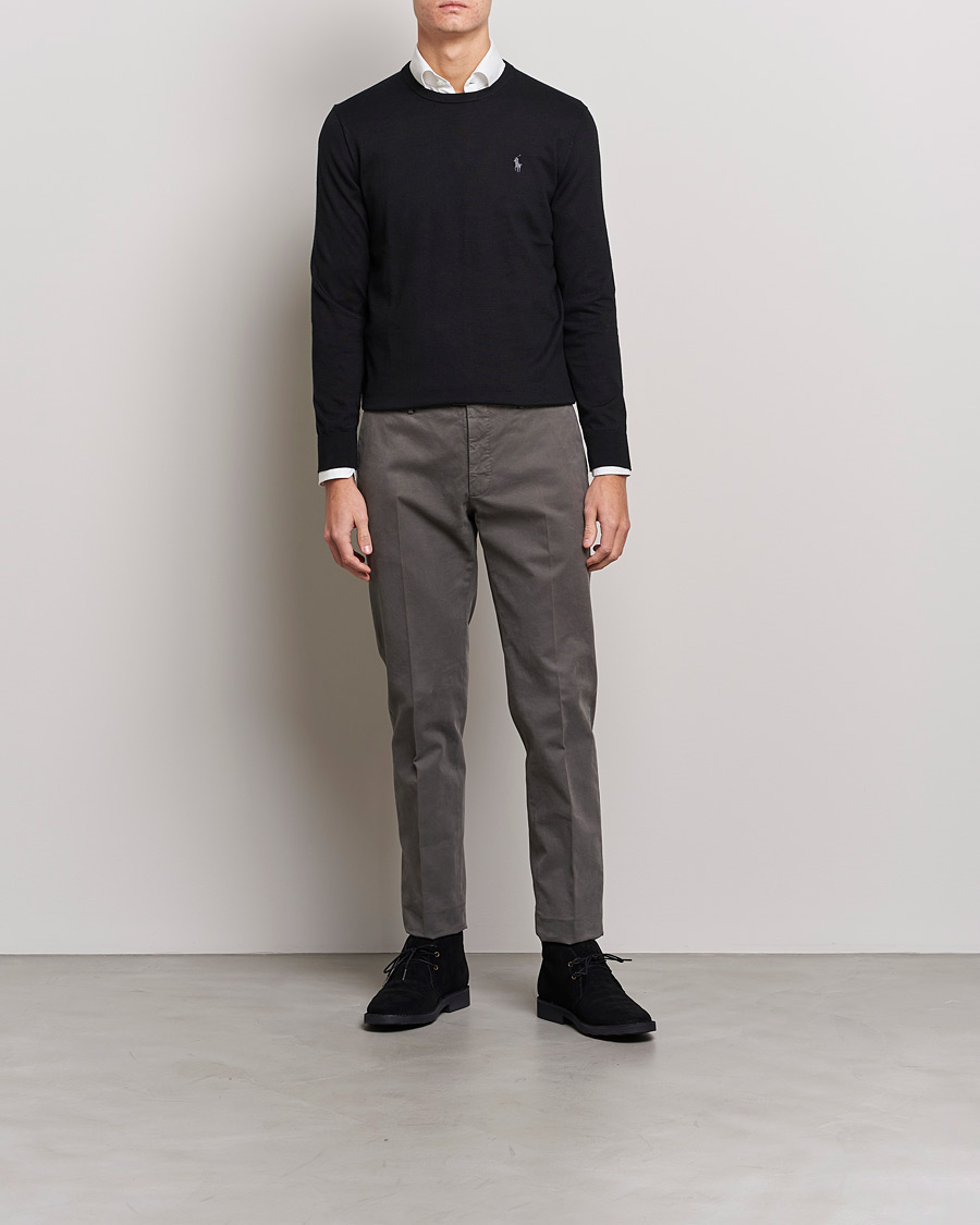 Herre | Trøjer | Polo Ralph Lauren | Pima Cotton Crew Neck Pullover Polo Black