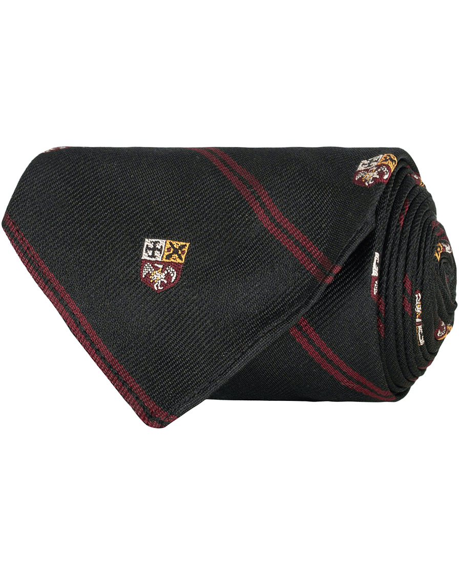 Herre | Polo Ralph Lauren Silk Diagonal Crest 8 cm Tie Black/Red | Polo Ralph Lauren | Silk Diagonal Crest 8 cm Tie Black/Red