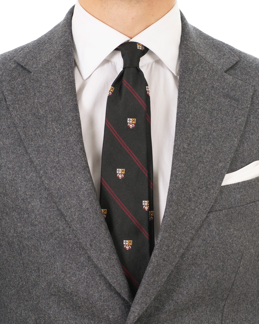 Herre | Polo Ralph Lauren Silk Diagonal Crest 8 cm Tie Black/Red | Polo Ralph Lauren | Silk Diagonal Crest 8 cm Tie Black/Red