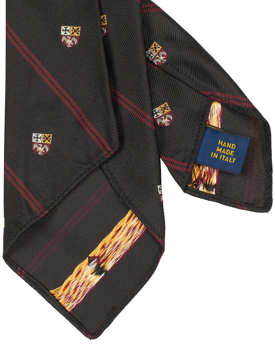 Herre | Polo Ralph Lauren Silk Diagonal Crest 8 cm Tie Black/Red | Polo Ralph Lauren | Silk Diagonal Crest 8 cm Tie Black/Red