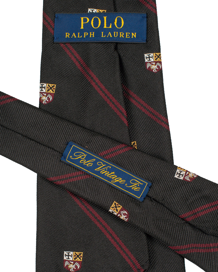 Herre | Polo Ralph Lauren Silk Diagonal Crest 8 cm Tie Black/Red | Polo Ralph Lauren | Silk Diagonal Crest 8 cm Tie Black/Red