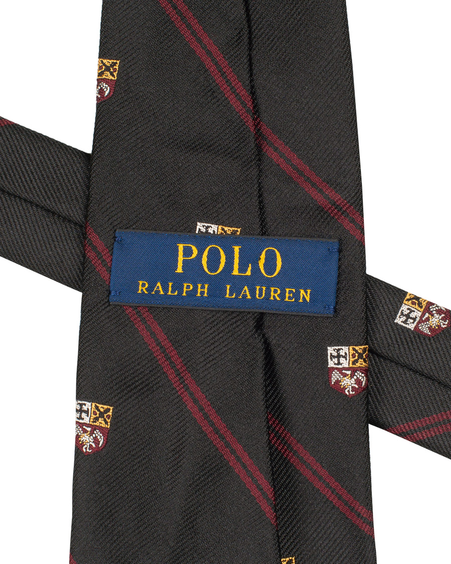 Herre | Polo Ralph Lauren Silk Diagonal Crest 8 cm Tie Black/Red | Polo Ralph Lauren | Silk Diagonal Crest 8 cm Tie Black/Red