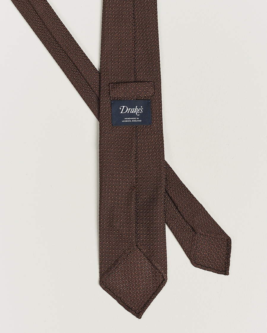 Herre | Slips | Drake's | Drake'sLarge Knot Handrolled Grenadine Silk TieBrown