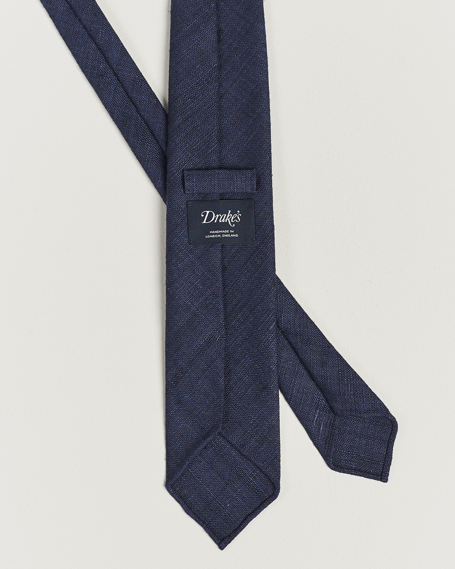 Herre | Jakkesæt | Drake's | Tussah Silk Handrolled 8 cm Tie Navy